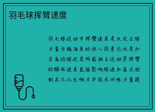 羽毛球挥臂速度